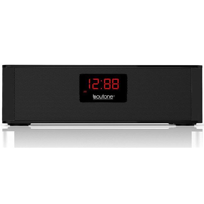 Boytone BT-87CR Portable FM Radio Alarm Clock, Wireless Bluetooth 4.1 Speaker, Built-in 8 Hours Play Rechargeable Batter