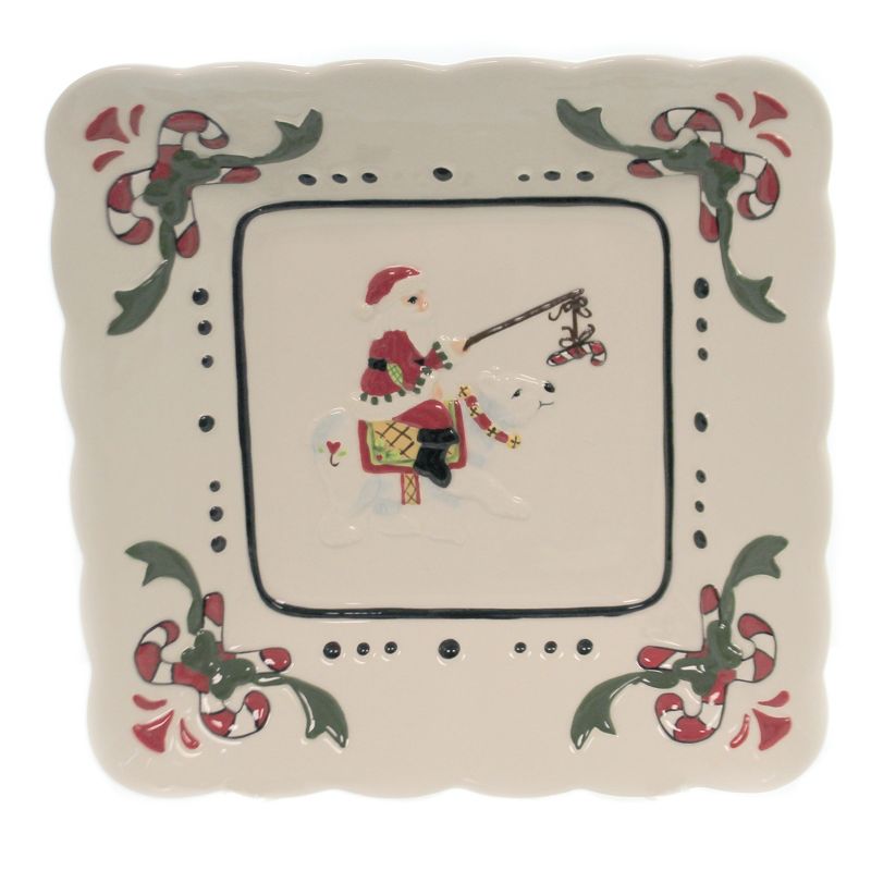 Tabletop 10.25" Santa With Polar Bear Dish Christmas Party  Bowl Cosmos Gifts Corp.  -  Serving Bowls