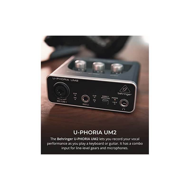 Audio-Technica AT2020 Cardioid Condenser Microphone for Home Studio Recording Bundle with U-PHORIA UM2 USB Audio Interface with 48V Phantom Power, and  5-Pack of Reusable Cable Ties