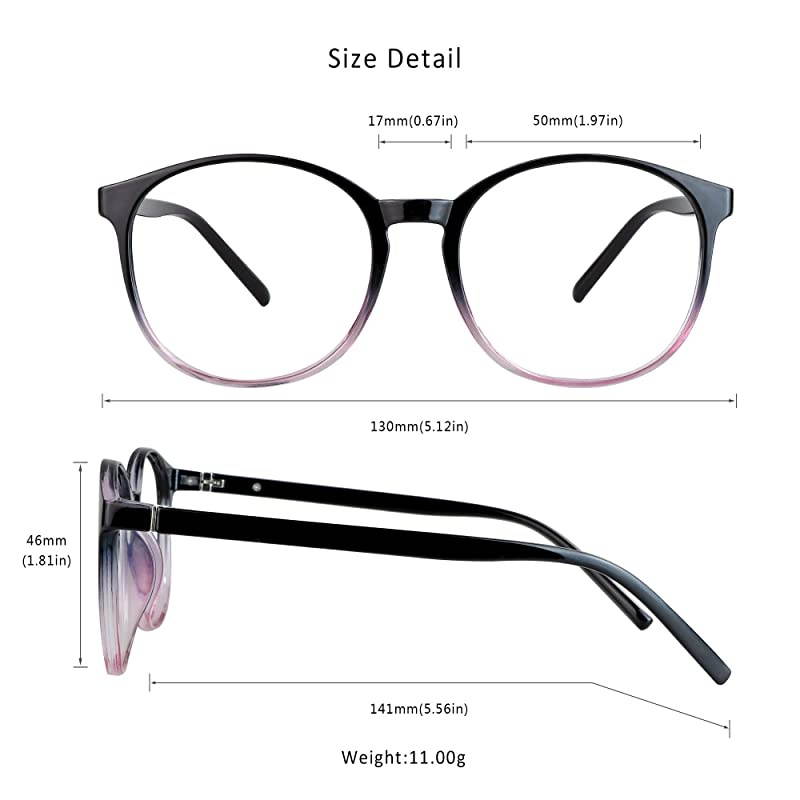 Blue Light Blocking Glasses Anti Eyestrain Computer Reading Glasses with Spring Hinge Gaming Glasses TV Glasses for Women Men Anti Glare Black Purple 350 Magnification