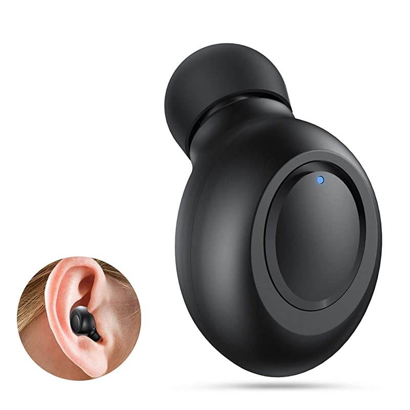 Single Bluetooth Earbud,  Mini Invisible Wireless Headset, in Ear Headphones, Sport Earpiece with Mic, Magnetic USB Charging for Car Vehicle Business, Waterproof Earphones for Samsung iPhone
