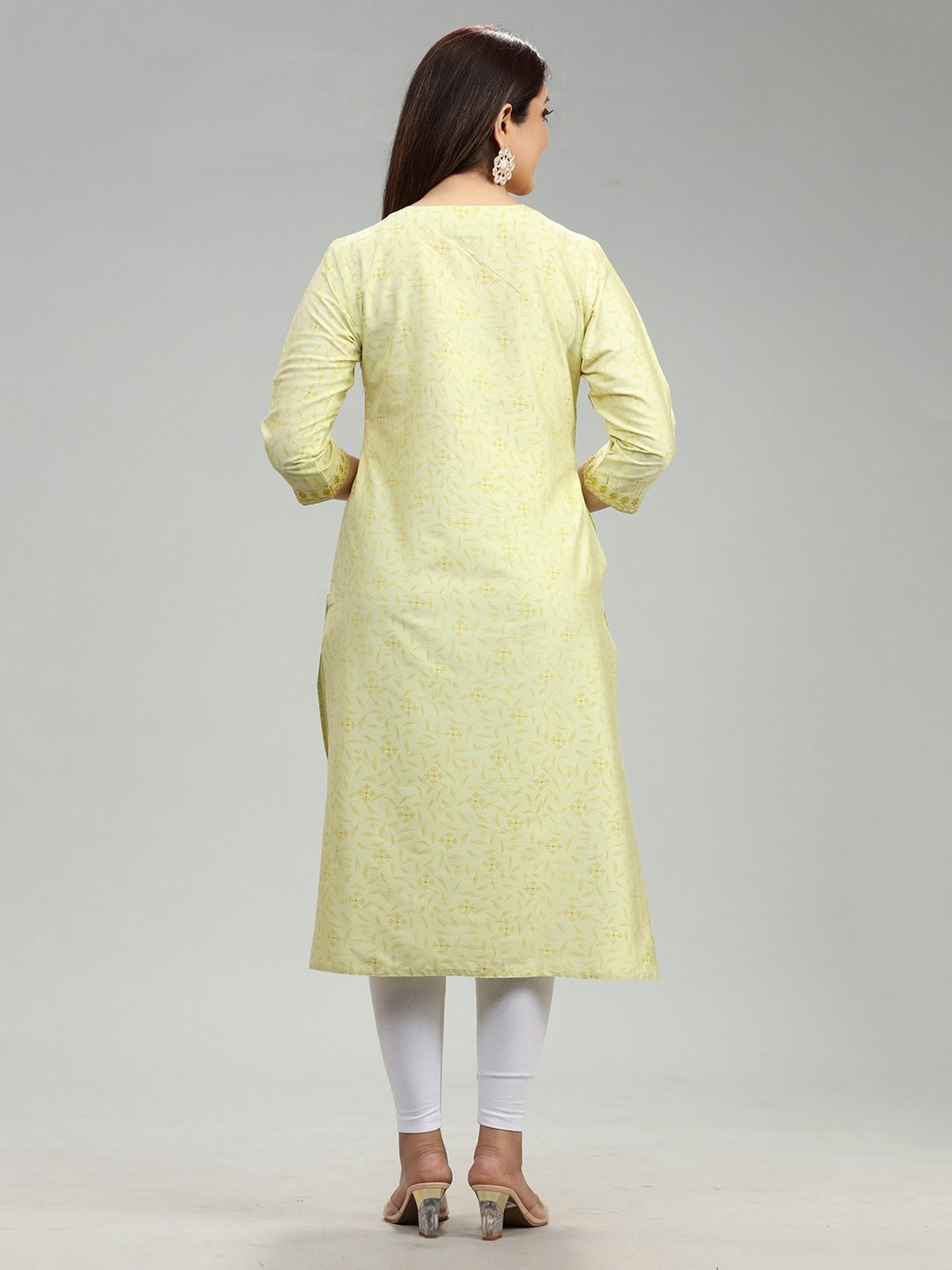 Cotton Culture Lime Green Embroidered Straight Kurta