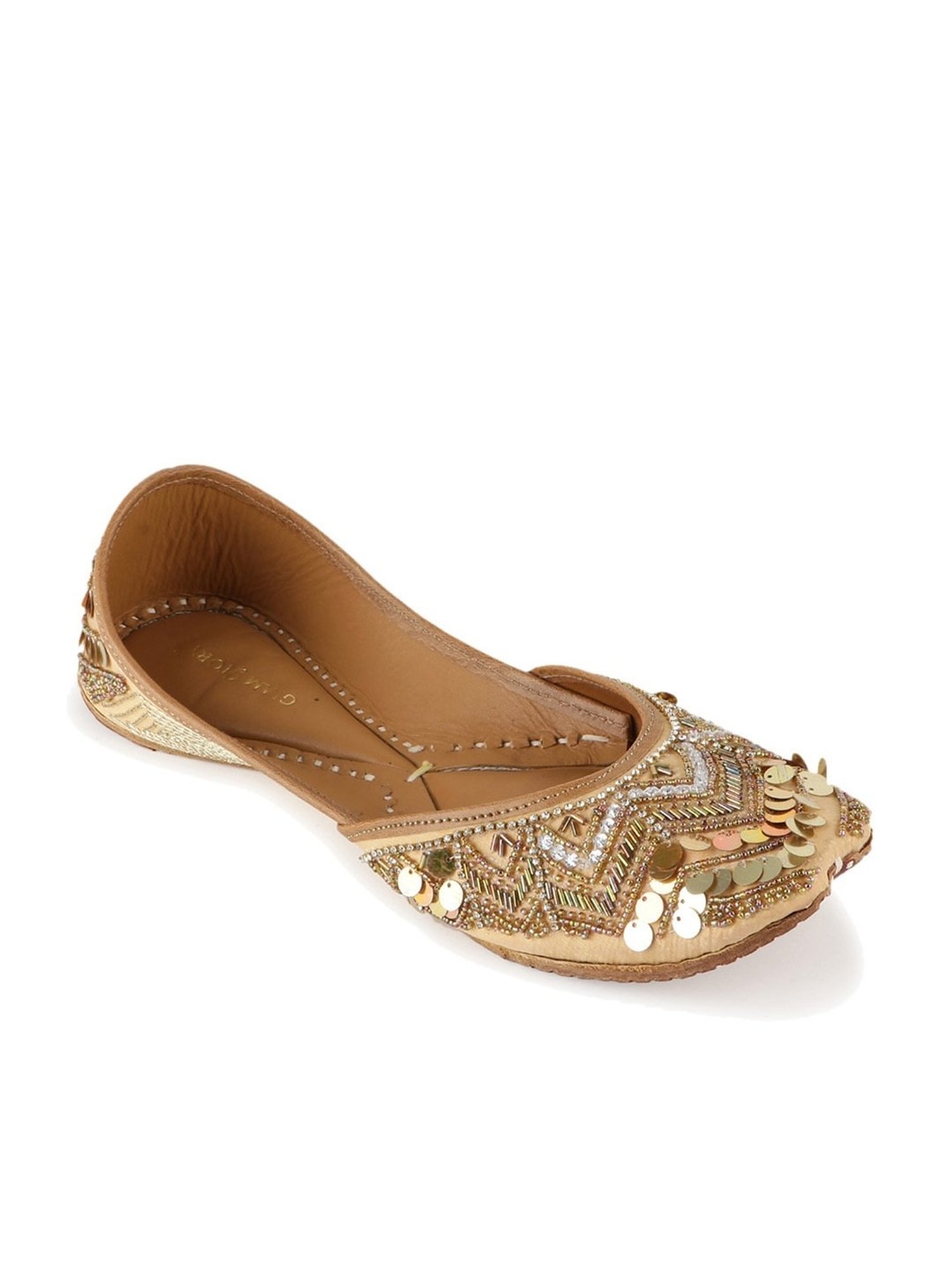 Glam Story Women's Gold Ethnic Juttis