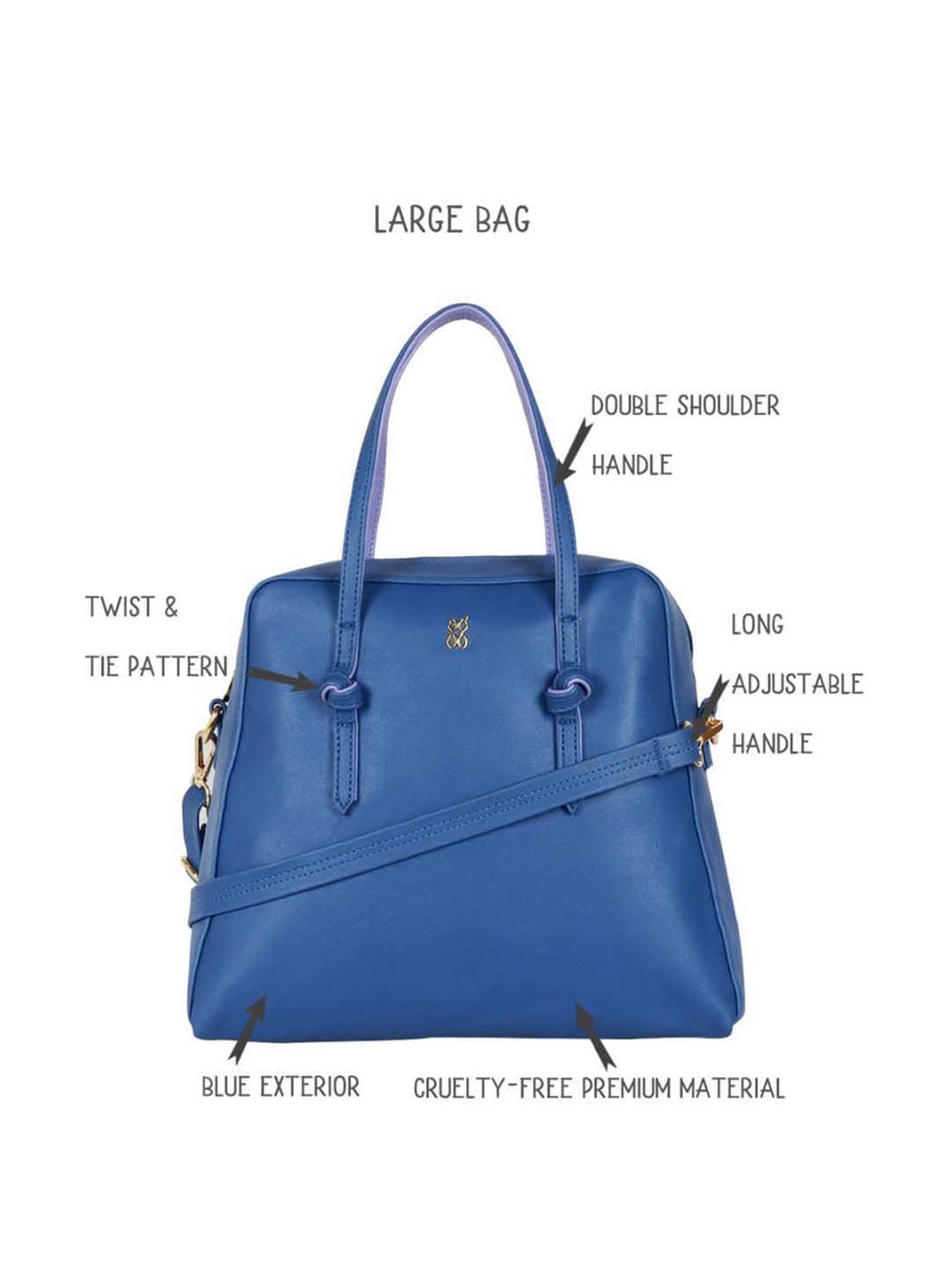 Baggit Blue Solid Medium Handbag