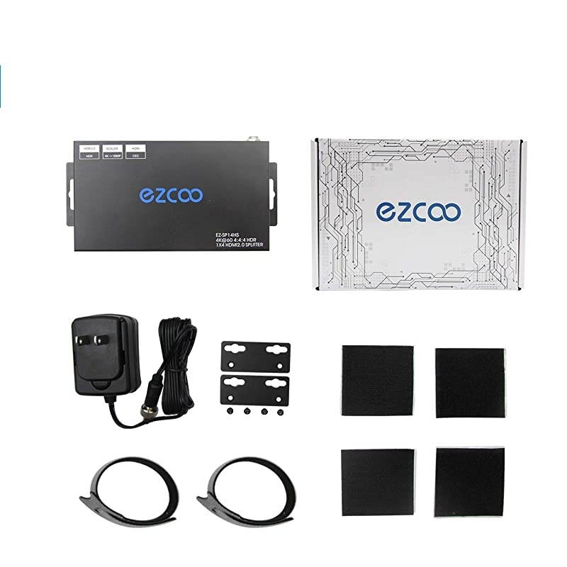 Splitter 1 in 4 Out 4K 60Hz 4:4:4 HDR Atmos CEC, EDID DIP Switch,Down Scaler 4K to 1080P Separate, 1X4 Splitter 2.0 HDCP2.2