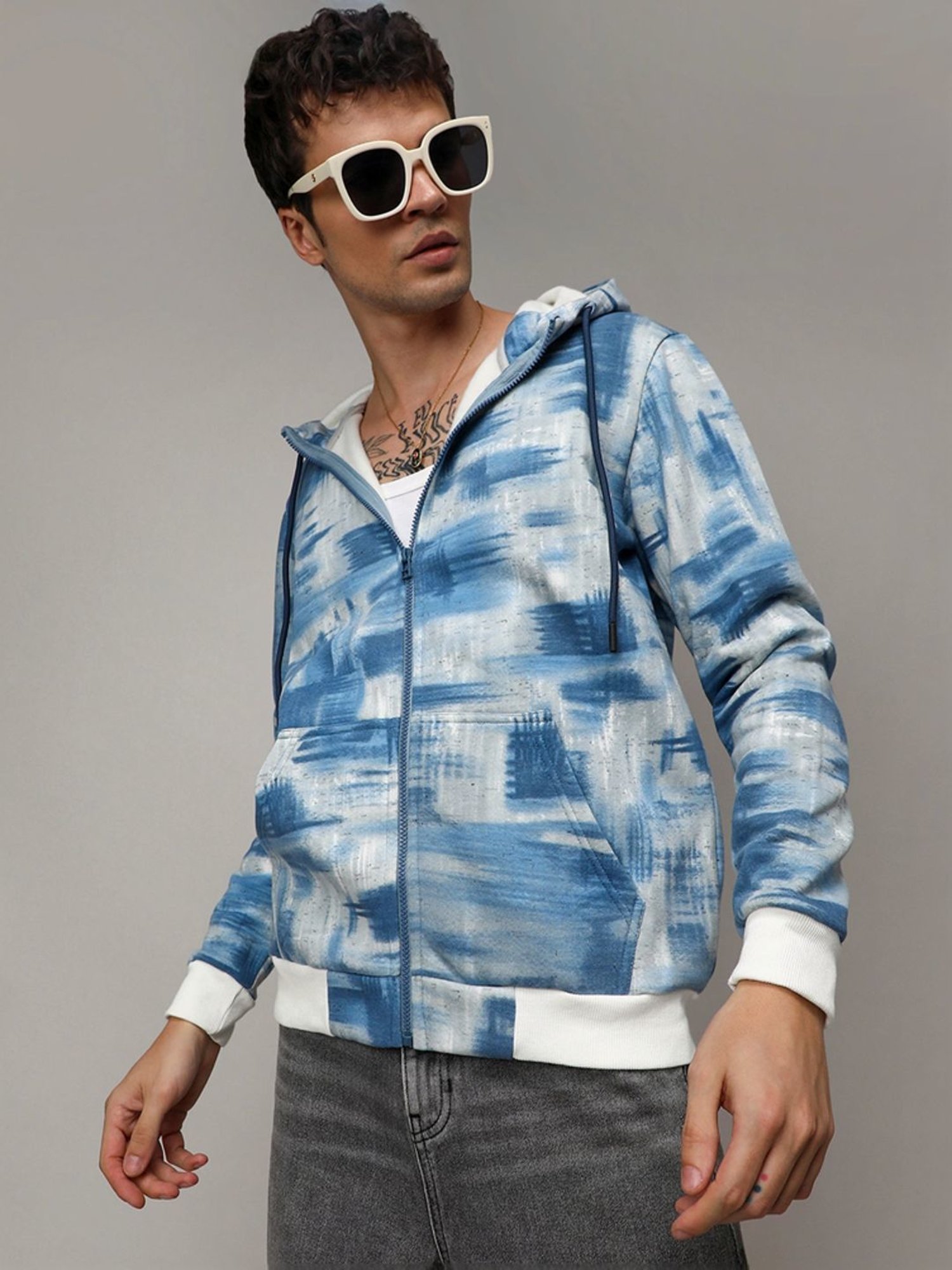 Campus Sutra Multi Regular Fit Printed Hooded Sweatshirt