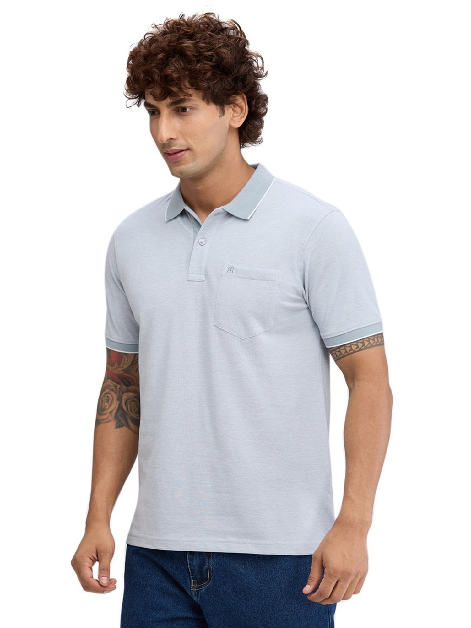 Raymond Grey Slim Fit Polo T-Shirt