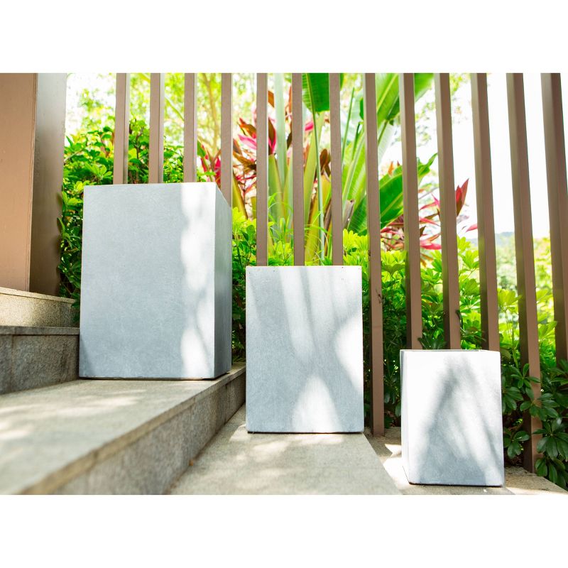 Set of 3 Kante Lightweight Tall Outdoor Square Concrete Planter Slate Gray - Rosemead Home & Garden, Inc.