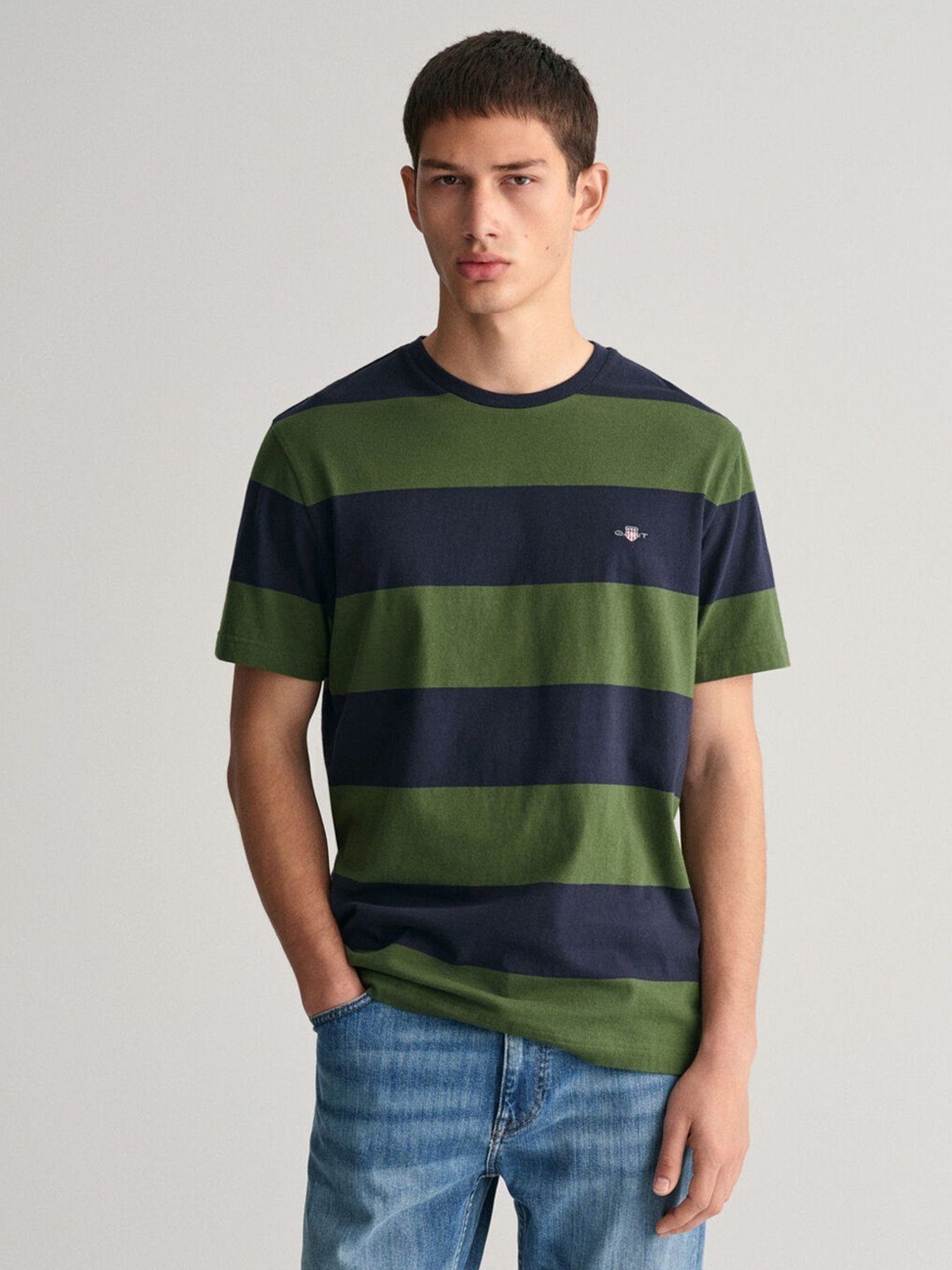 GANT Striped Round Neck Regular Fit T-Shirt