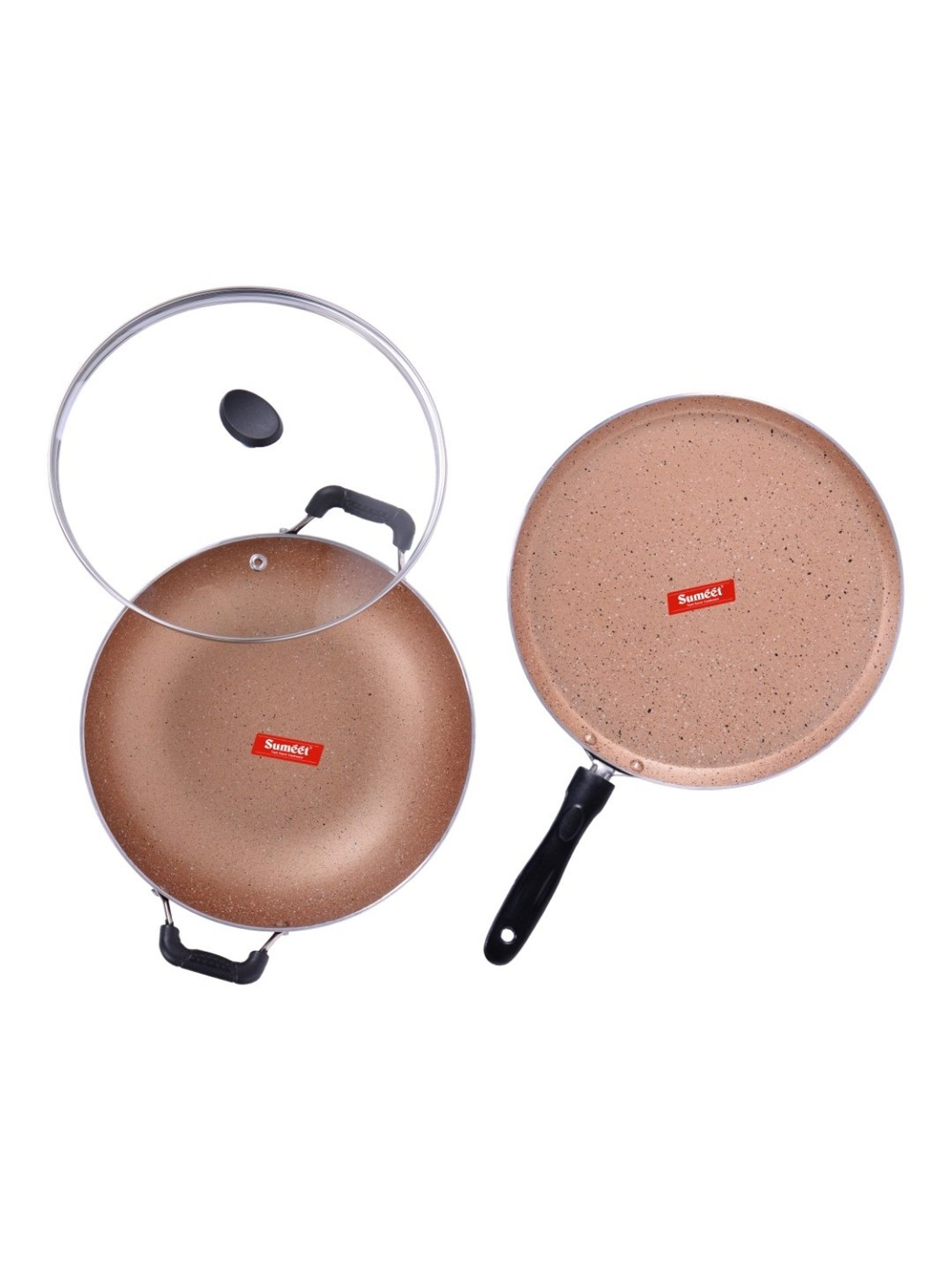 Sumeet Nonstick Granite Finish POPULAR 2pc Combo set (Dosa Tawa+ Kadhai With Glass Lid-2.5 Ltr)