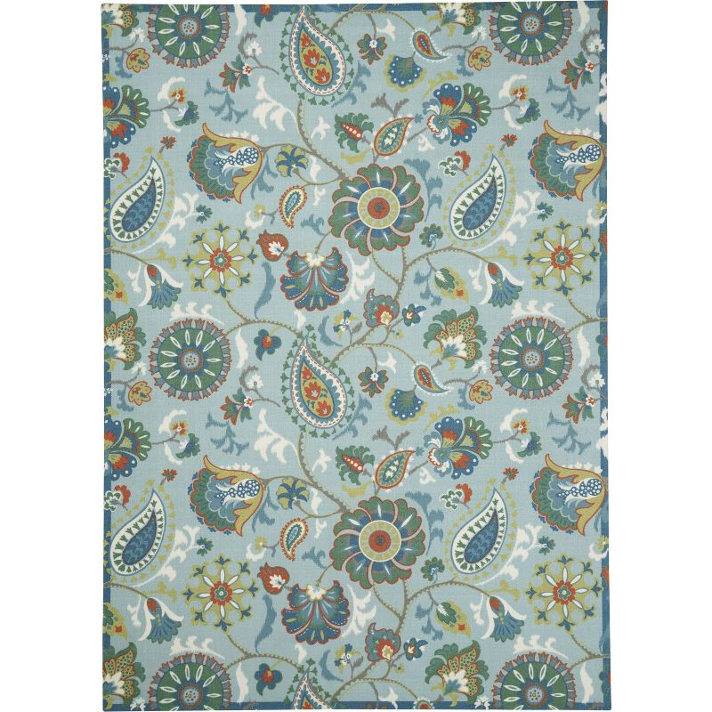 7'9"x10'10" Rectangle Indoor and Outdoor Area Rug Blue - Waverly