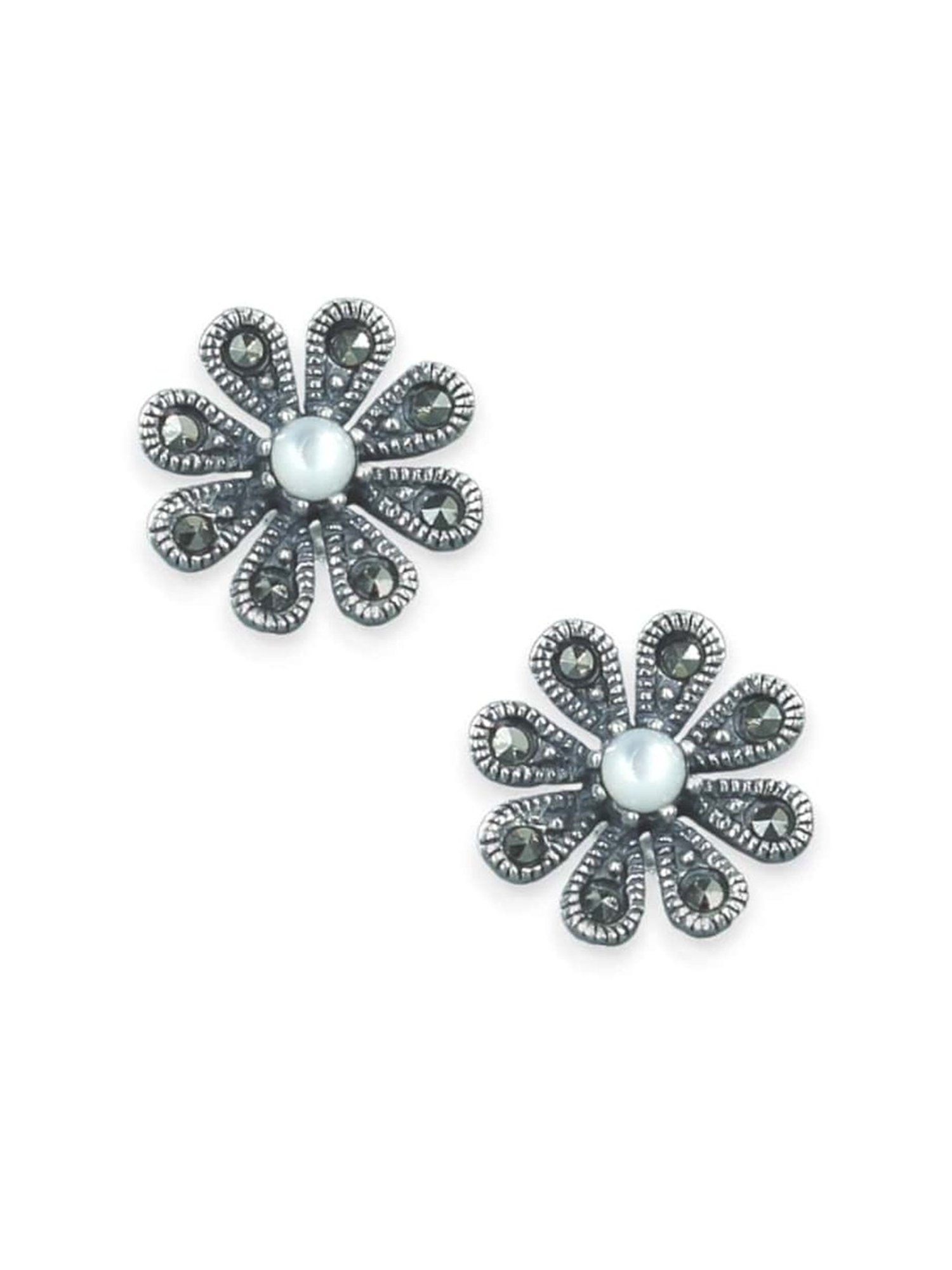 Taraash 925 Sterling Silver Floral Stud Earrings