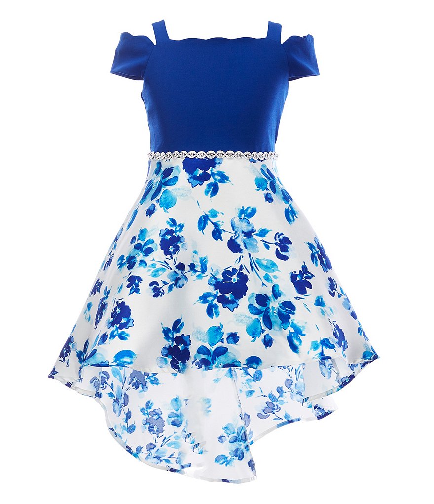 Laura Ashley Little Girls 2T-6X 3/4 Sleeve Rose & Butterfly Print Clip Dot Dress