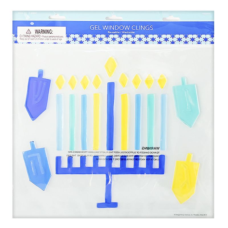 23ct Hanukkah Menorah and Dreidels Gel Clings