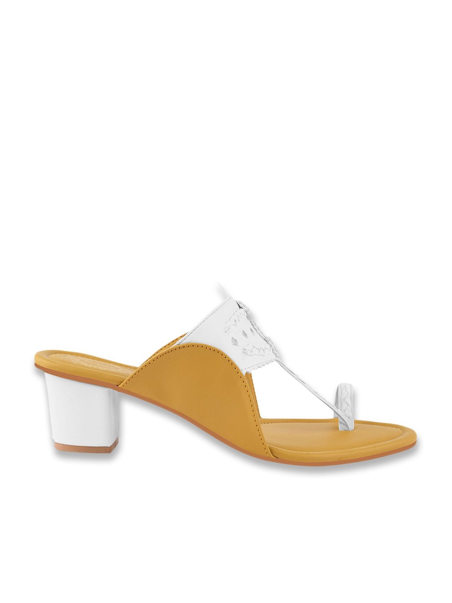 Shoetopia Women's Pearl White Kolhapuri Sandals