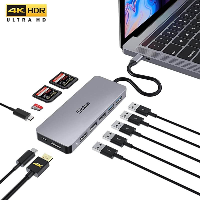 USB C Hub 11in1 USB Type C Adapter to HDMI 4K3 SDMicroSD Card Readers87W Power Delivery Charging Port for MacBook Pro 2018 Chromebook XPS Nintendo Switch and MoreSpace Grey
