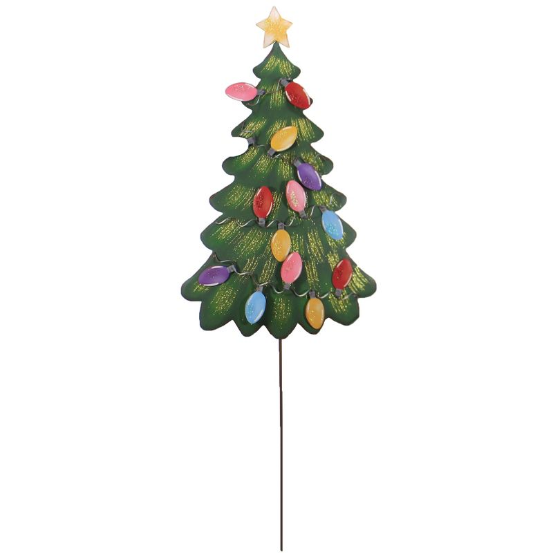 Home & Garden 58.5" Merry And Bright Tree Lights Christmas Round Top Collection  -  Decorative Garden Stakes
