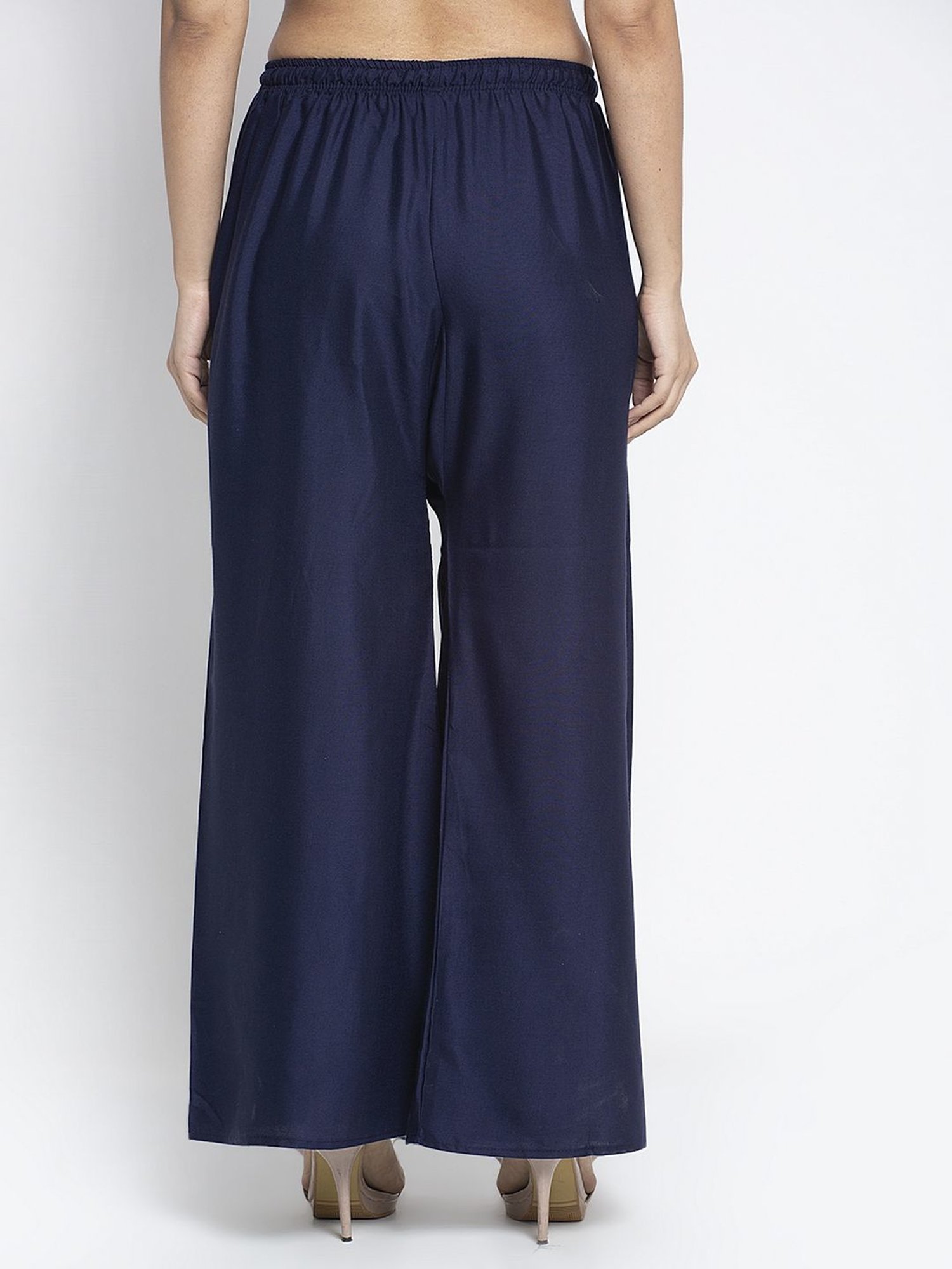 Gracit Beige & Navy Printed Palazzos - Pack Of 2