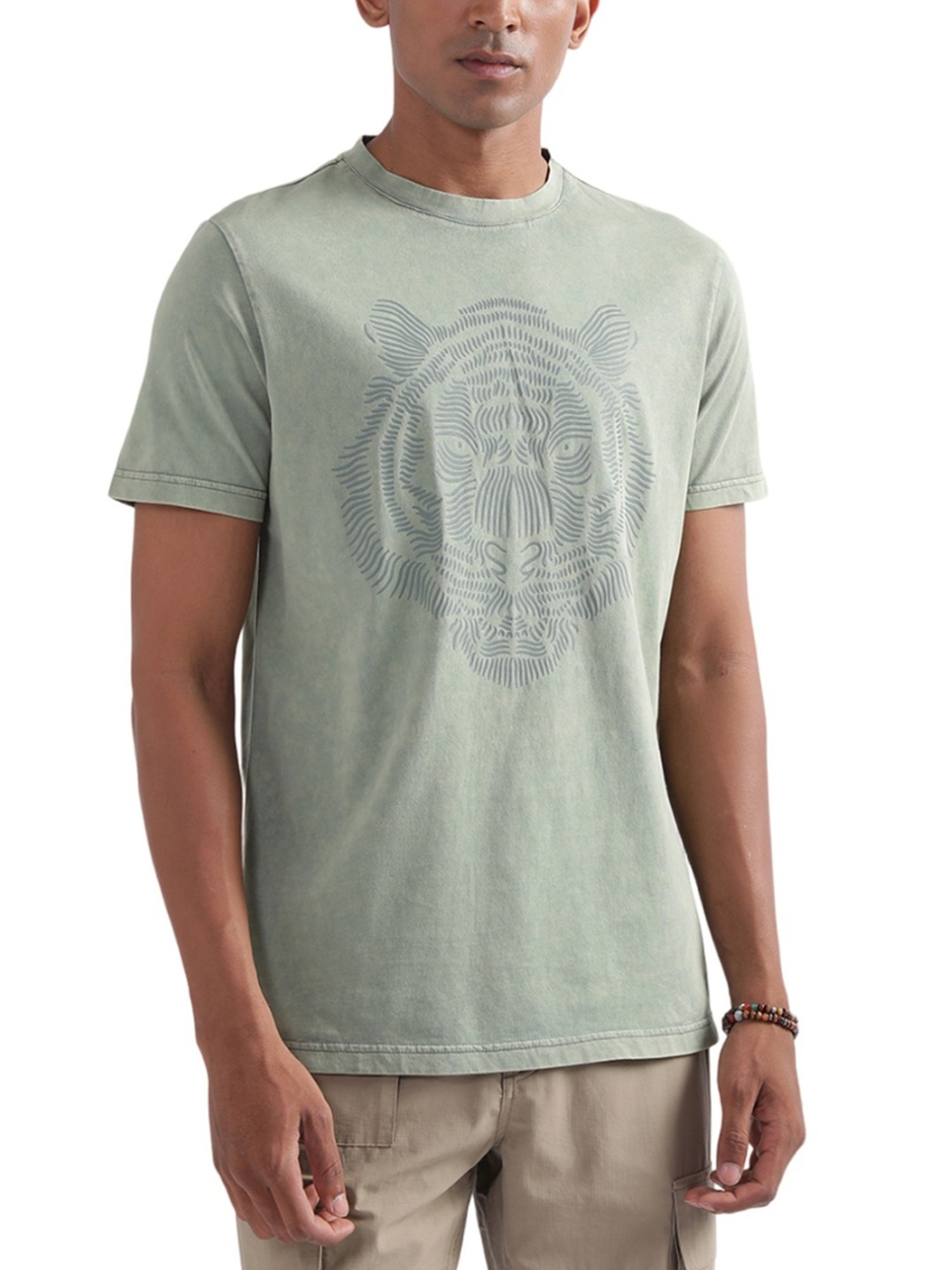 Antony Morato Olive Cotton Regular Fit Printed T-Shirt