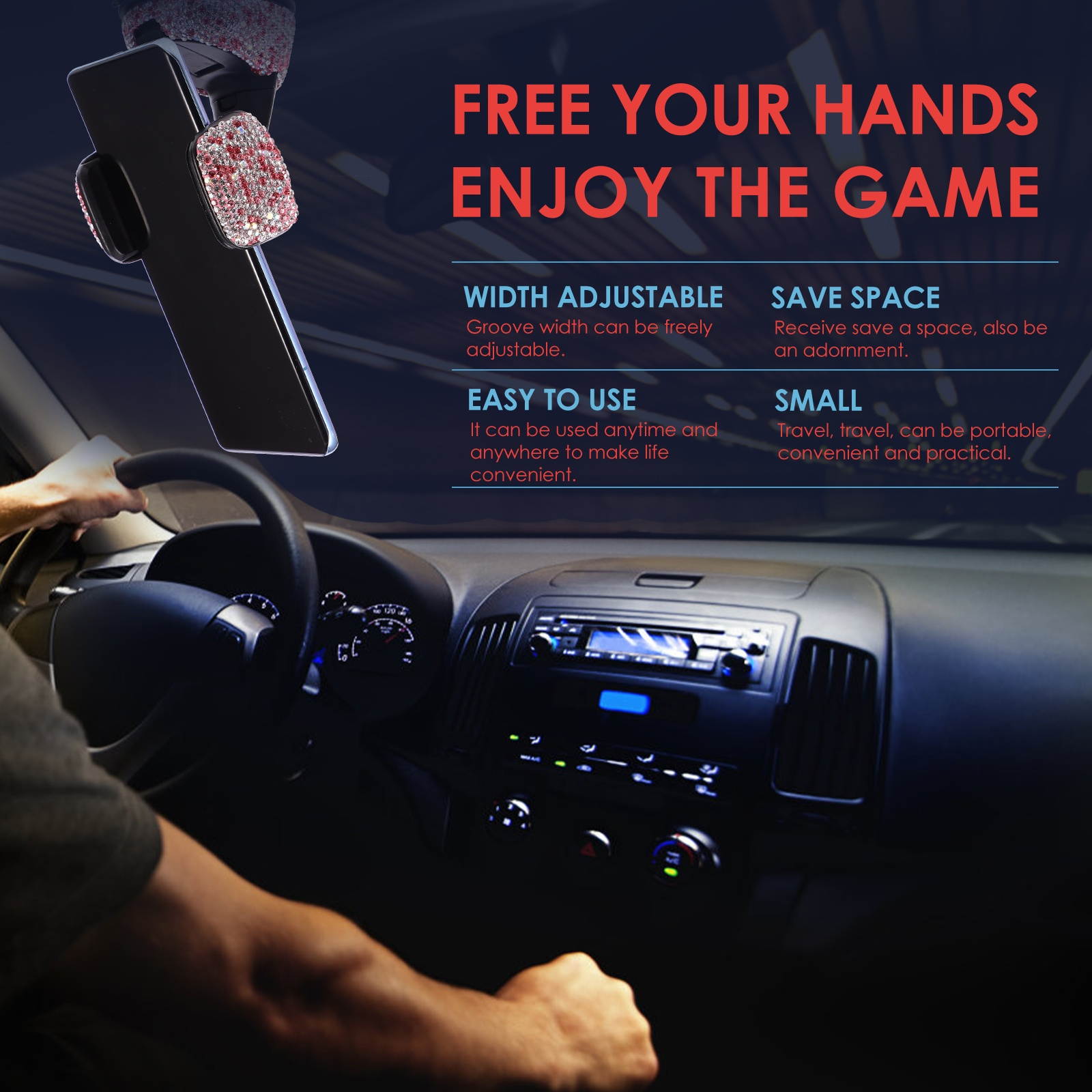 1pc Rhinestone Air Outlet Dashboard Navigation Suction Cup Mobile Phone Rack