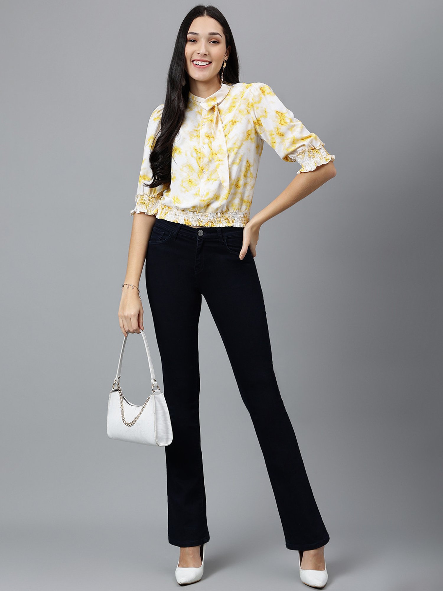 Latin Quarters Yellow Printed Top