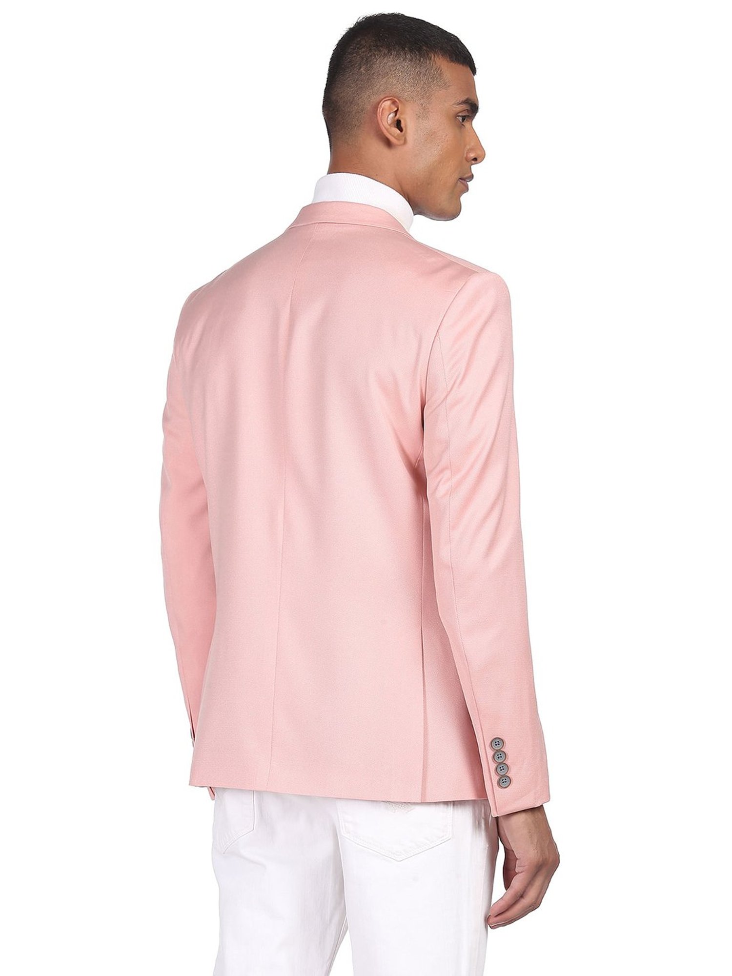 AD by Arvind Pink Full Sleeves Notched Lapel Blazer