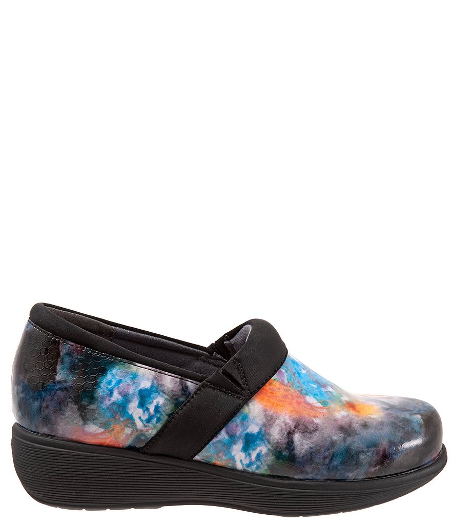 SoftWalk Meredith Sport Watercolor Print Leather Slip-On Clogs