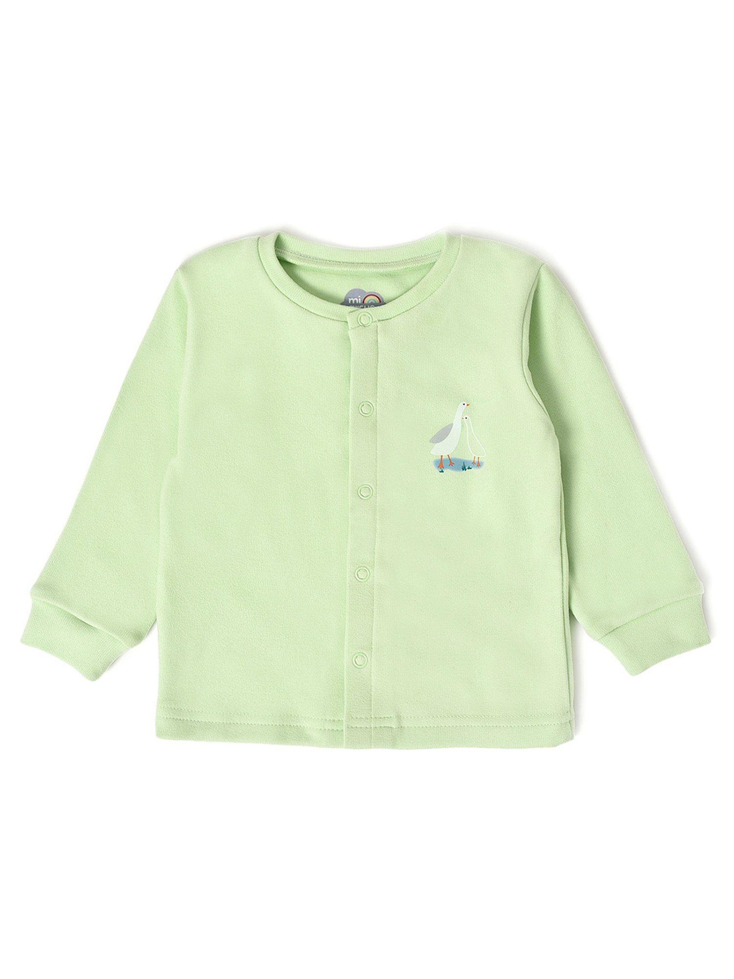 MiArcus Kids Light Green Solid Full Sleeves Thermal Top with Thermal Pants