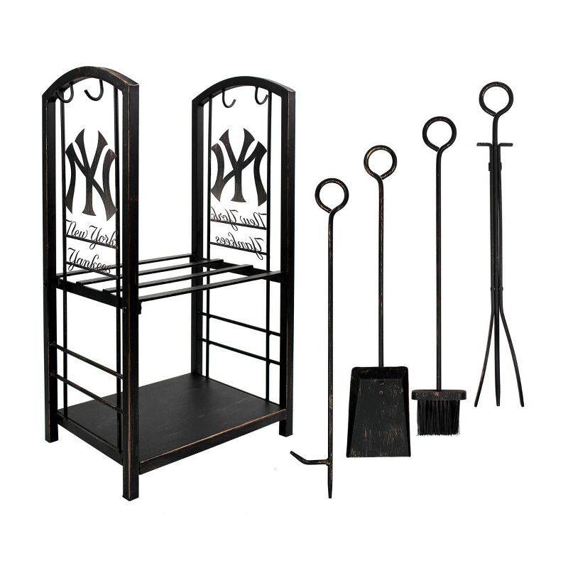 MLB New York Yankees Fireplace Wood Holder & Tool Set
