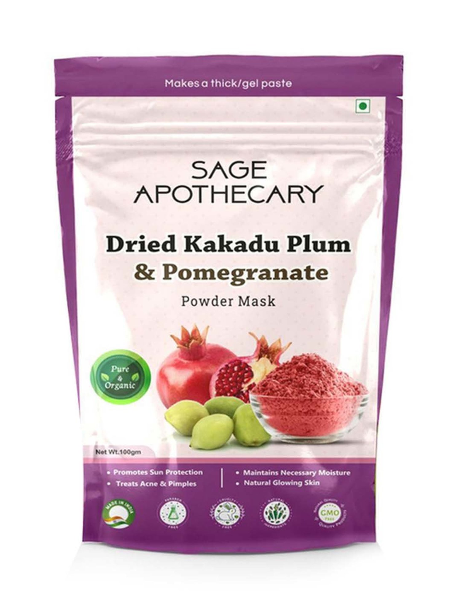 Sage Apothecary Dried Kakadu Plum & Pomegranate Powder Mask - 100 gm