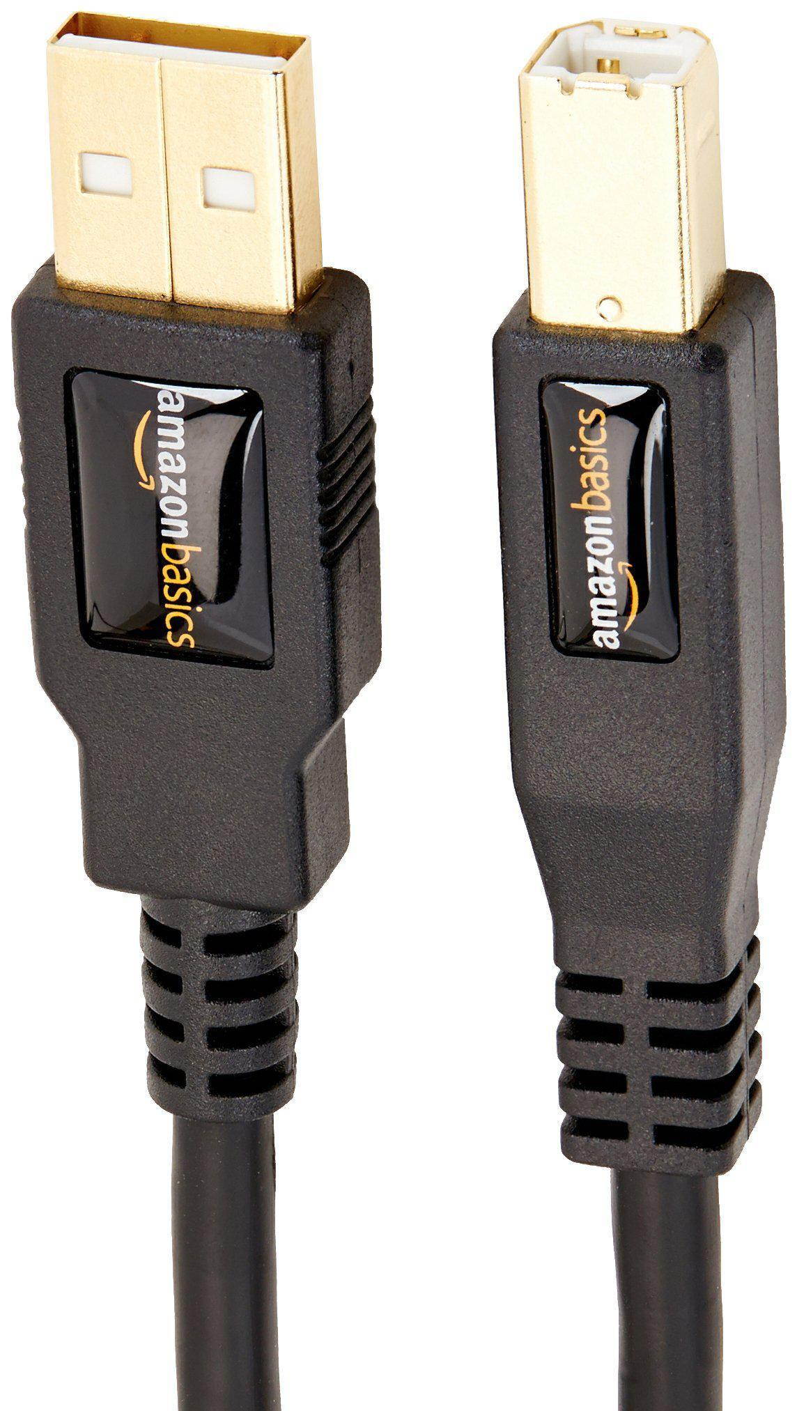 Basics USB 2.0 Cable - A-Male to B-Male - 16 Feet (4.8 Meters)