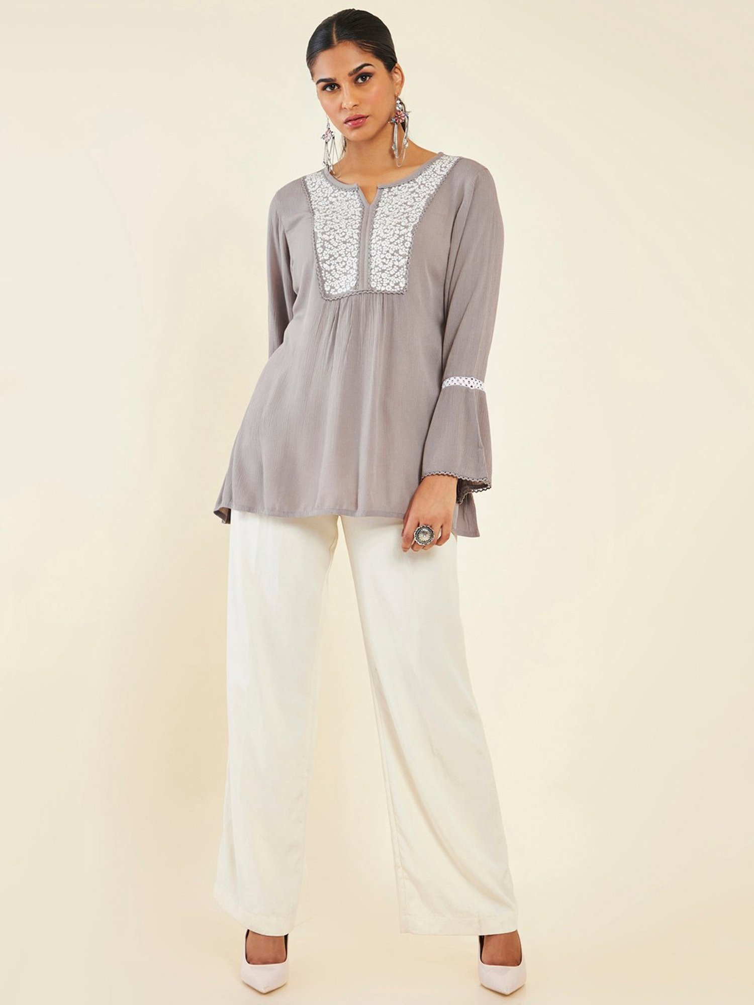 Soch Grey Embroidered Tunic