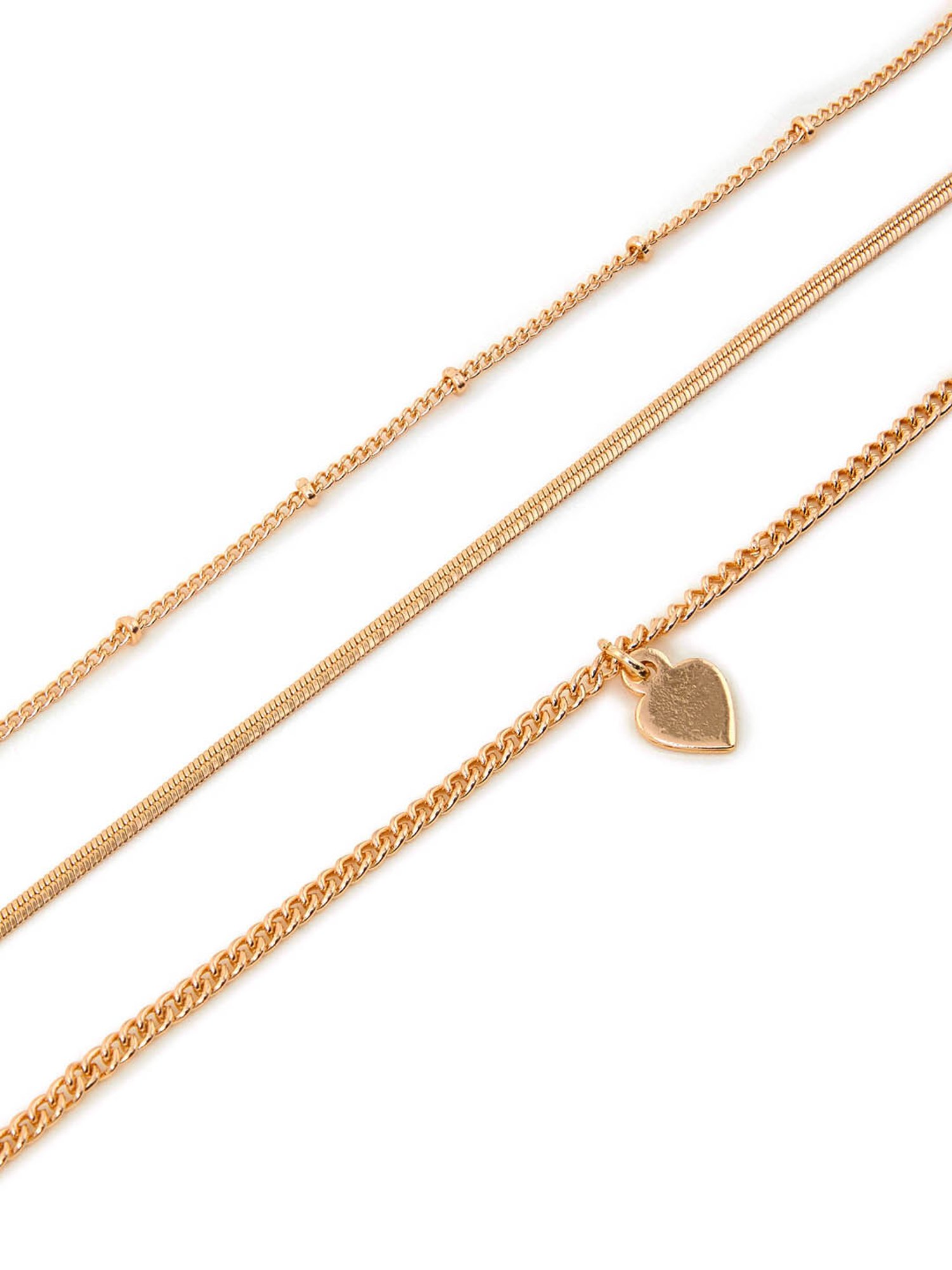 Accessorize London Gold Heart Chain Anklets for Women - Set of 3