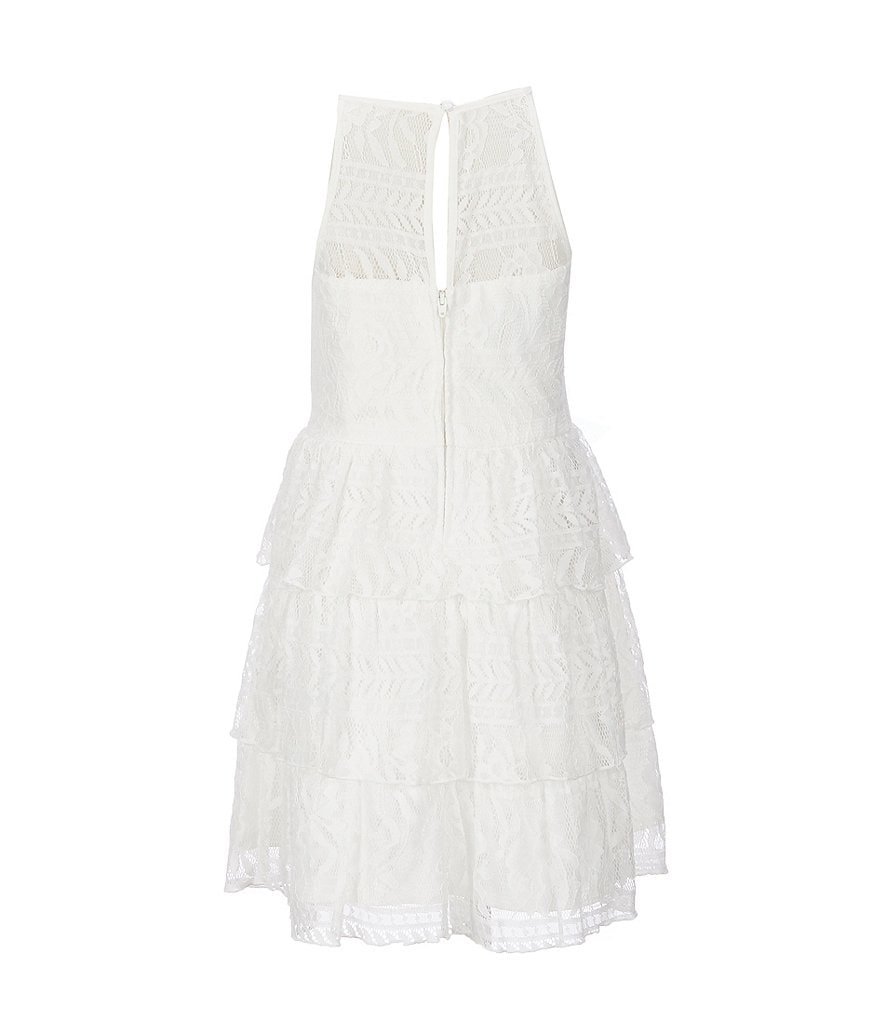 I.N. Girl Big Girls 7-16 Illusion Lace Tiered Fit-And-Flare Dress
