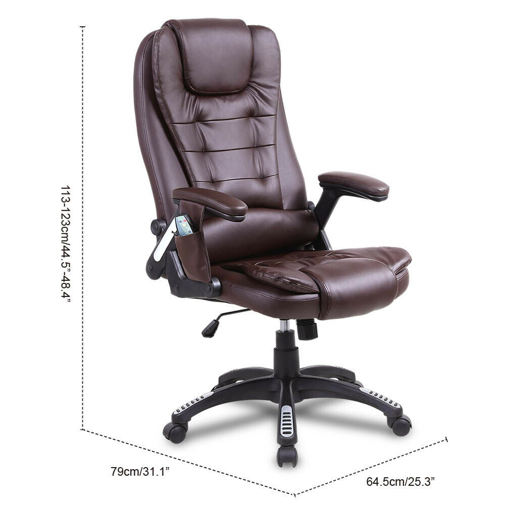 Upgrade 6 Point Massage Chair Office Executive Ergonomic Leather Vibrating Heat