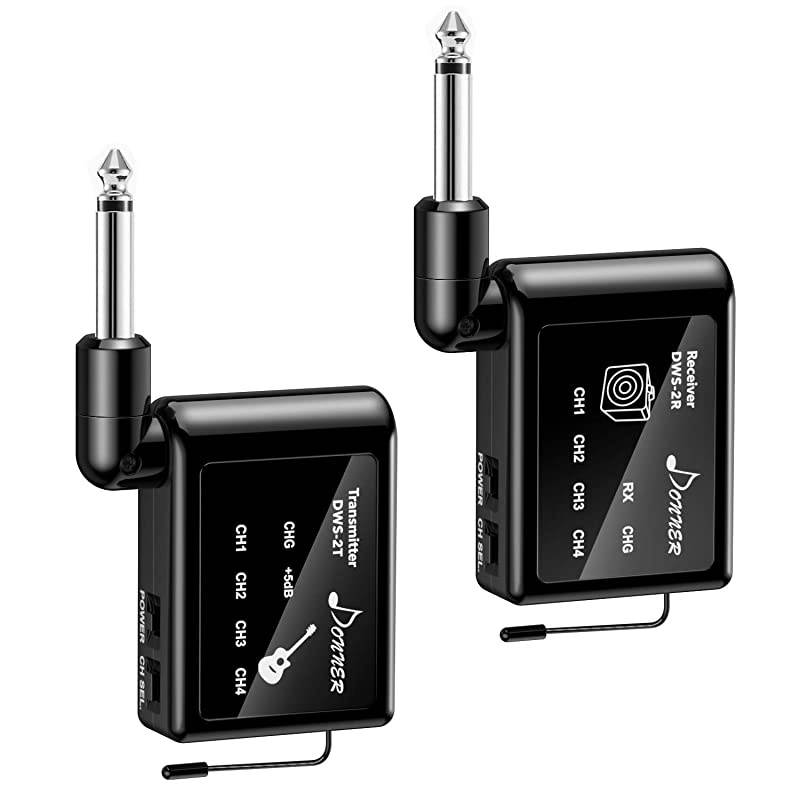 Wireless Guitar Transmitter Receiver, Upgraded Digital Wireless Guitar Receiver System for Electric Guitar Bass Violin Instrument Ultra-Low Latency 200ft Range Rechargeable (DWS-2)