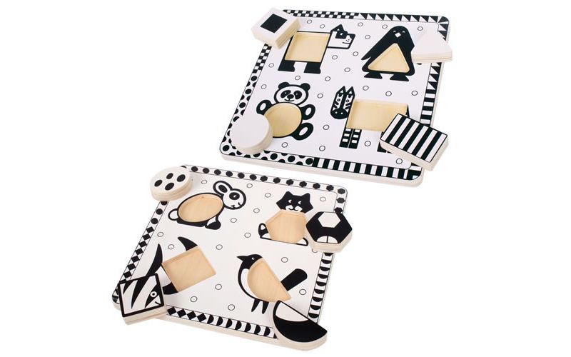 Bigjigs Toys Black and White Animal Puzzle Set  - Set of 2