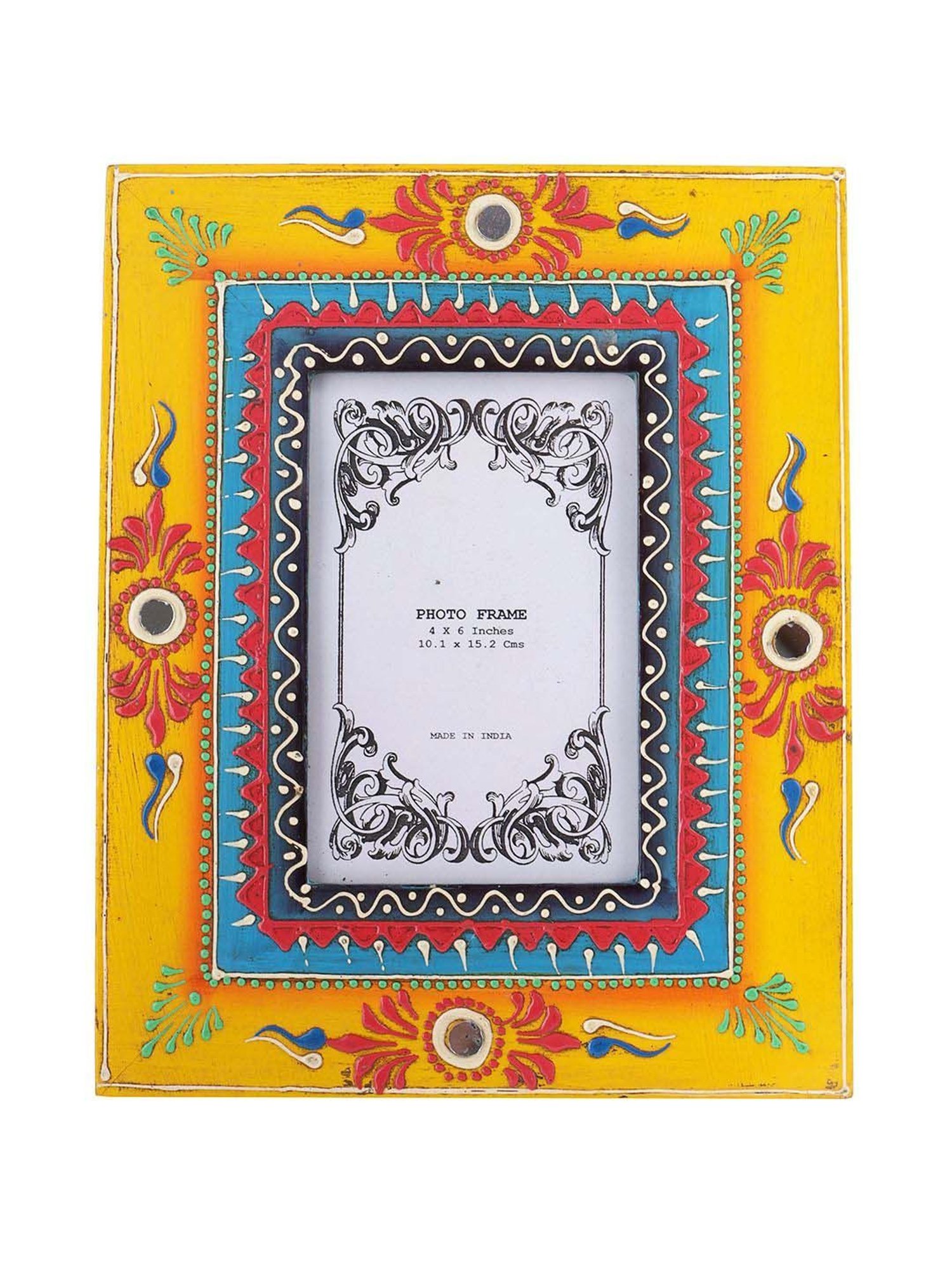 Aapno Rajasthan Yellow & Red Wooden Table Top Photoframe
