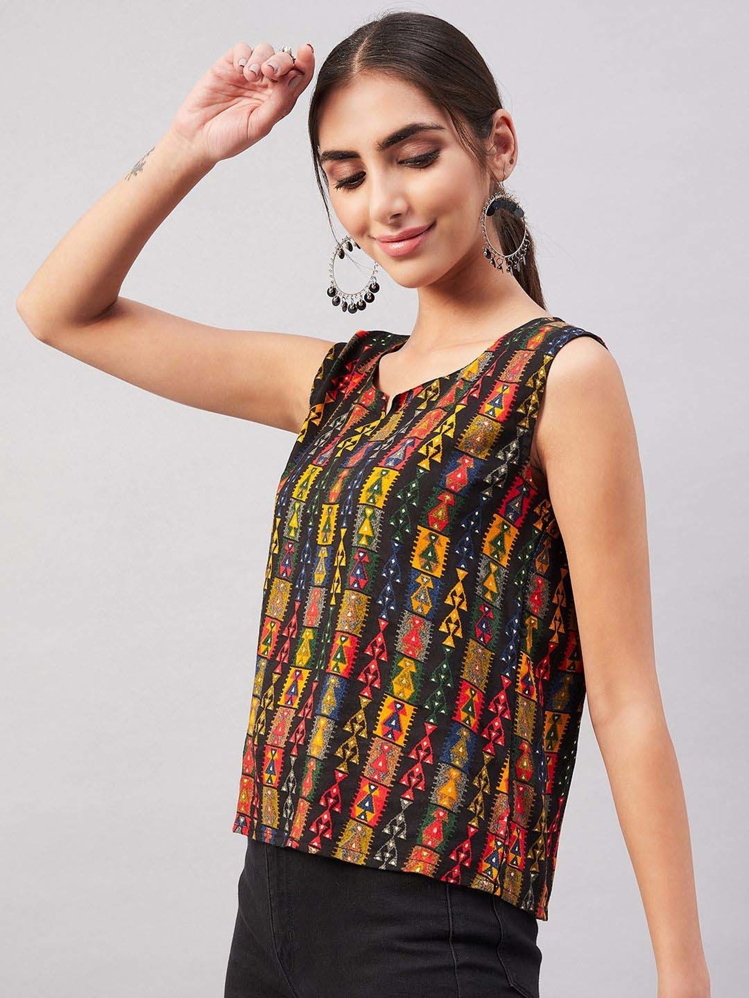 Inweave Black Printed Top