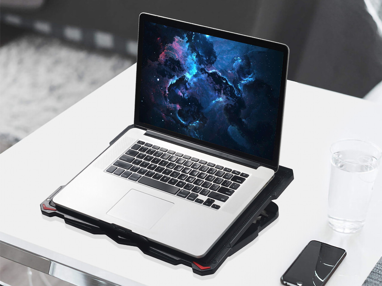 AICHESON Laptop Cooling Pad 5 Fans Up to 17.3 Inch Heavy Notebook Cooler, LED Lights, 2 USB Ports, S035