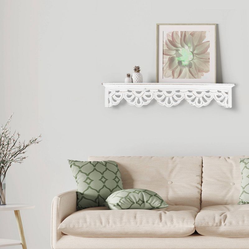 Carved Floral Medallion Wall Shelf White - Crystal Art Gallery