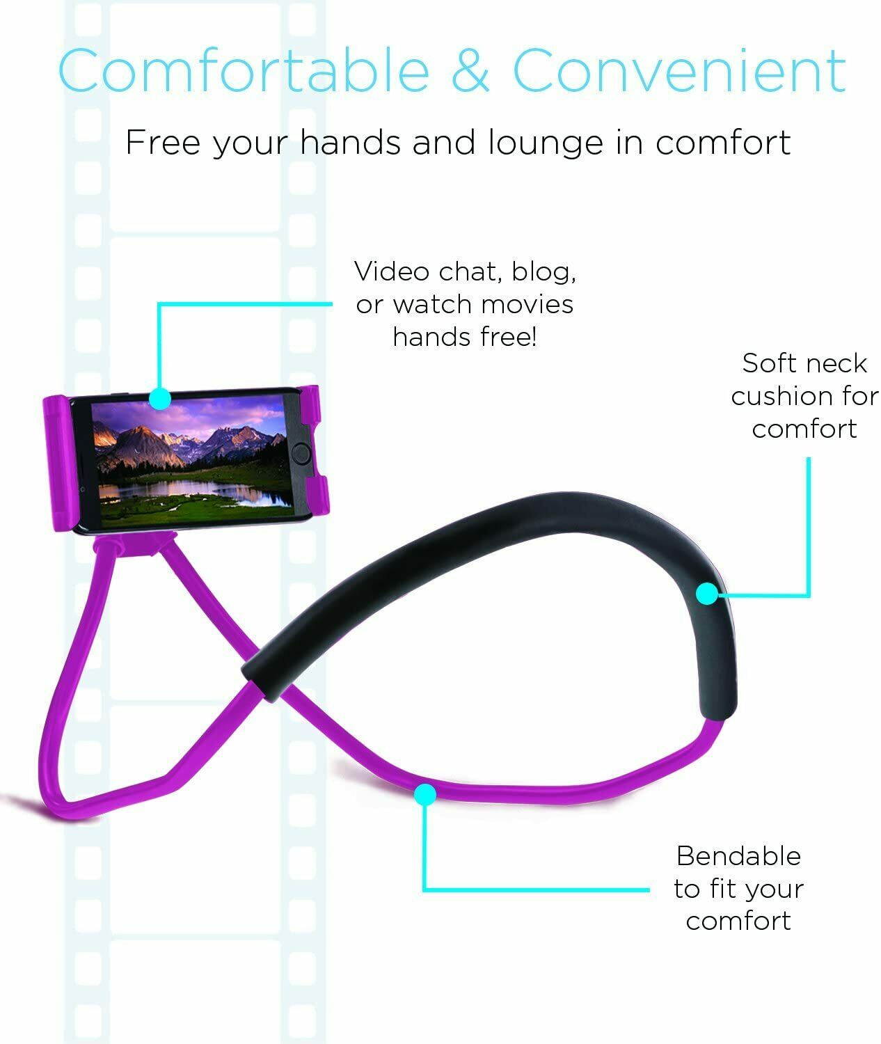 Aduro Lounger Cell Phone Mount Holder for Neck, Universal Smartphone Lazy Stand