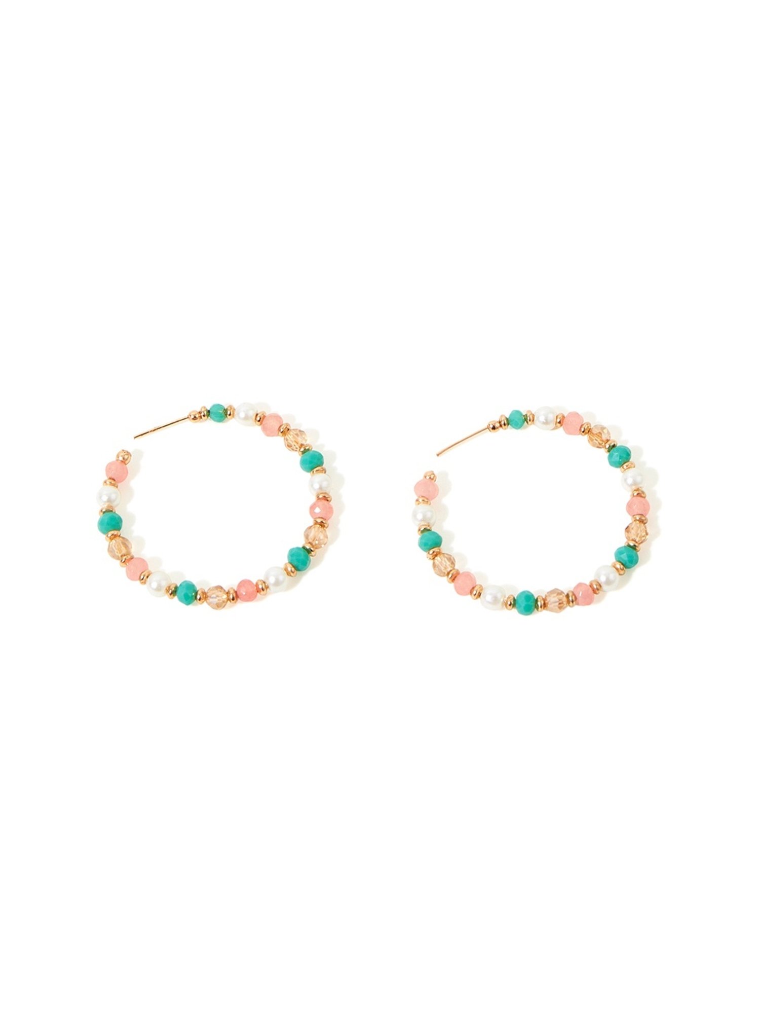 Accessorize London Multi Small Coral Beaded Hoop Earring