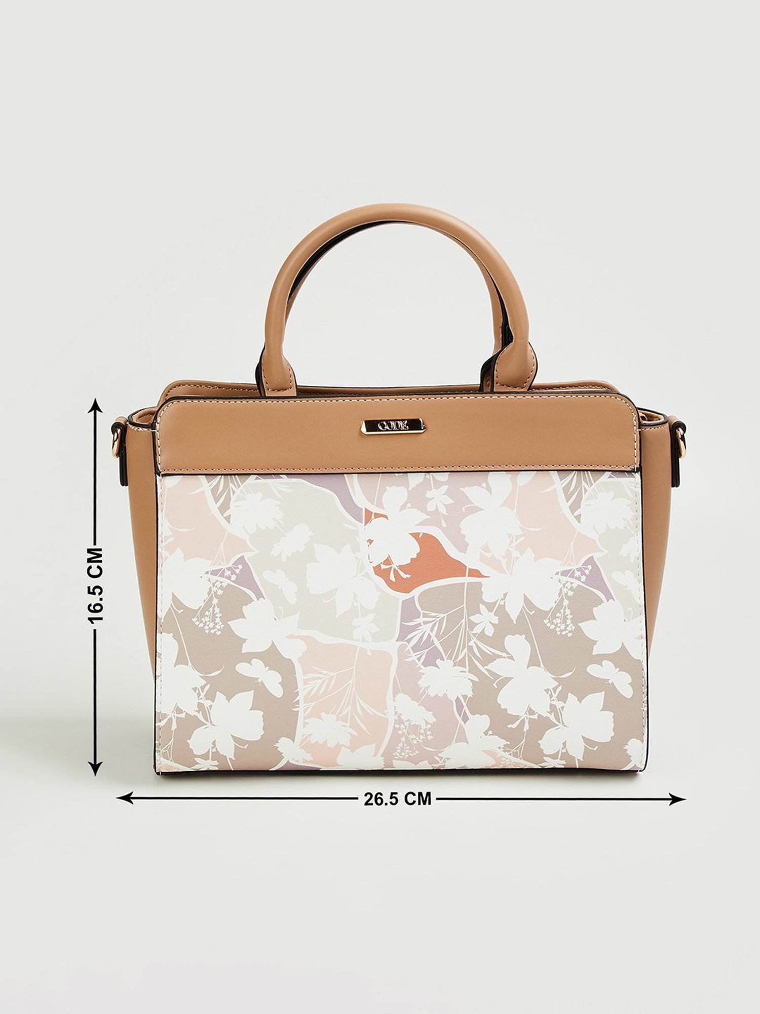 Code by Lifestyle Taupe Printed Satchel Handbag