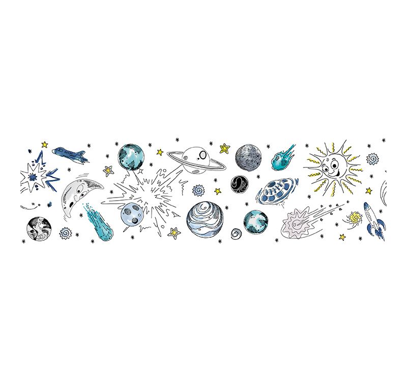 Tempaper Kids' Galaxy Self-Adhesive Removable Borders Wallpaper Out Of This World White