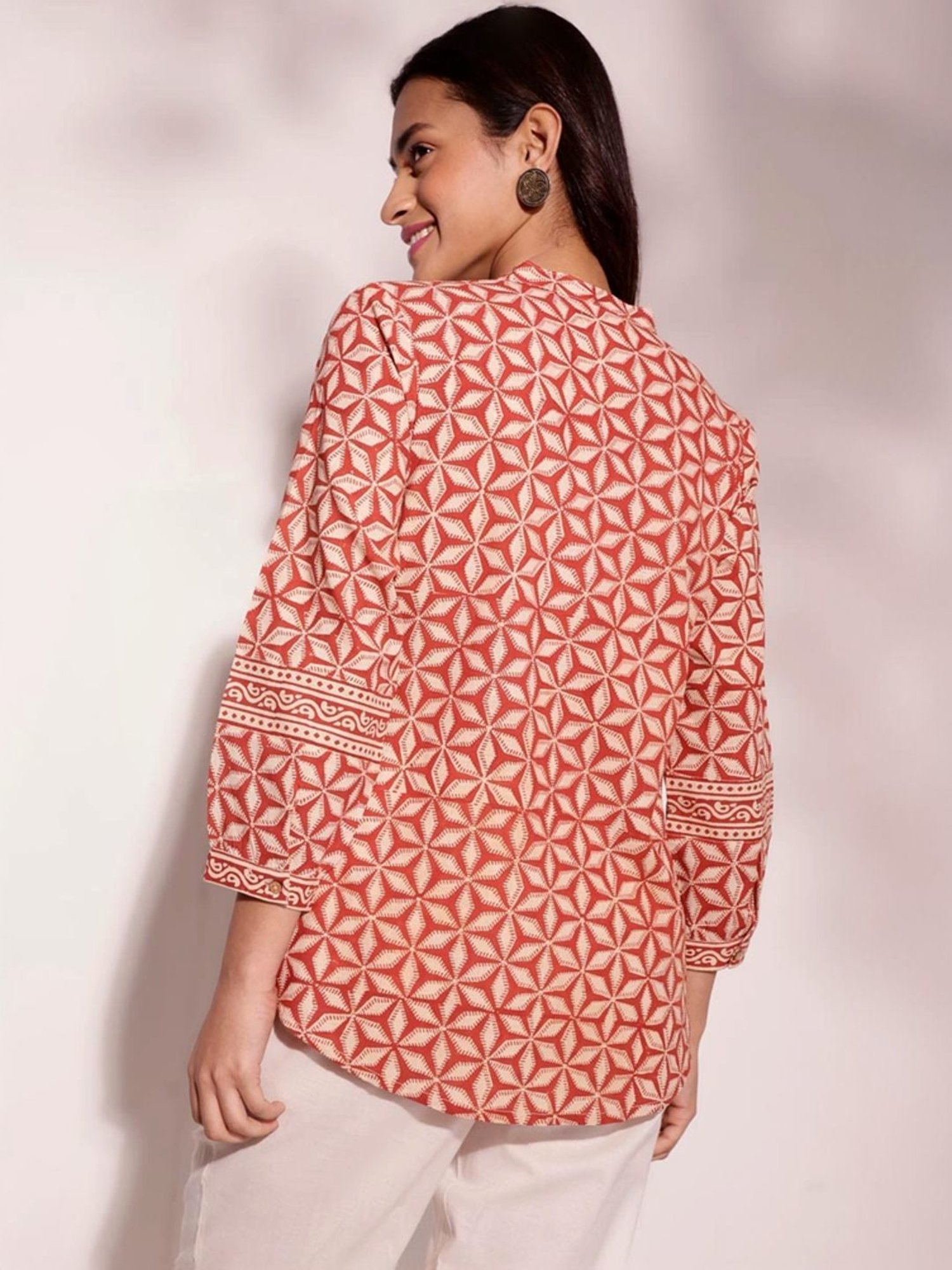 Fabindia Red Cotton Printed Tunic