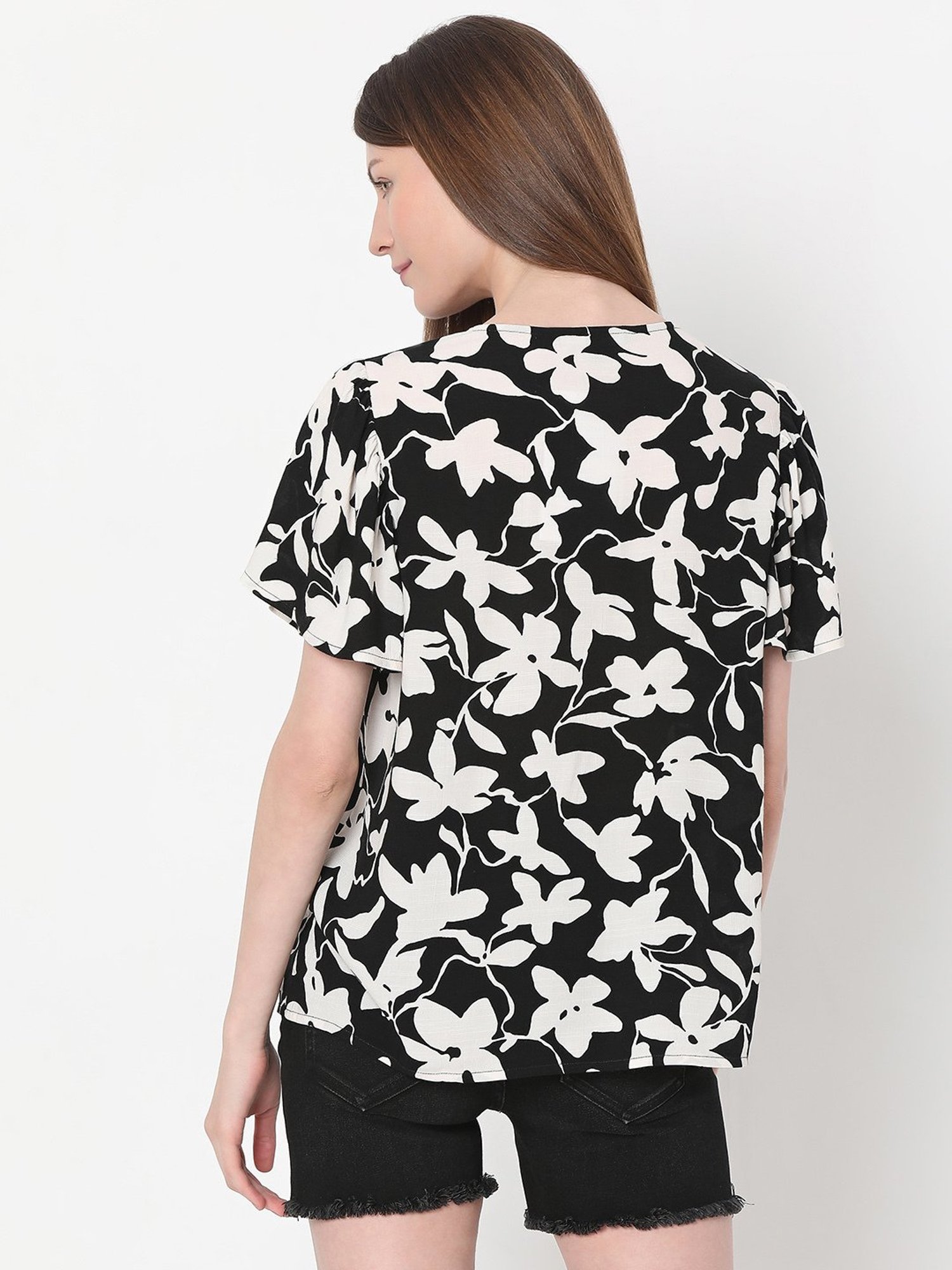 Vero Moda Black & White Floral Print Top