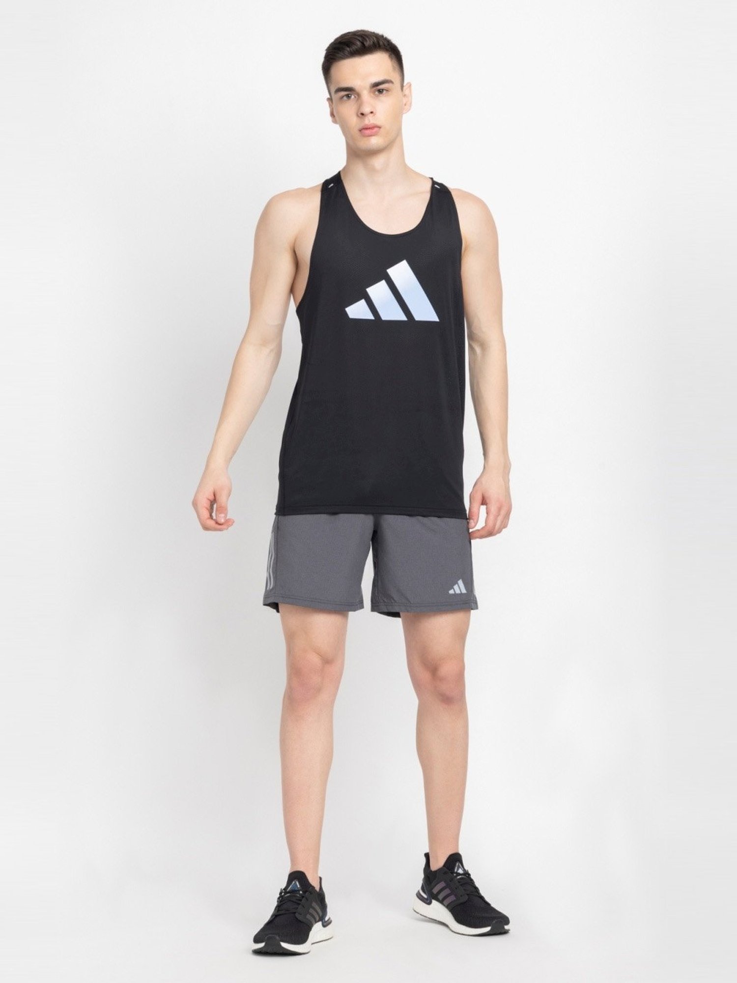 Adidas Black Regular Fit Printed Tank Tee