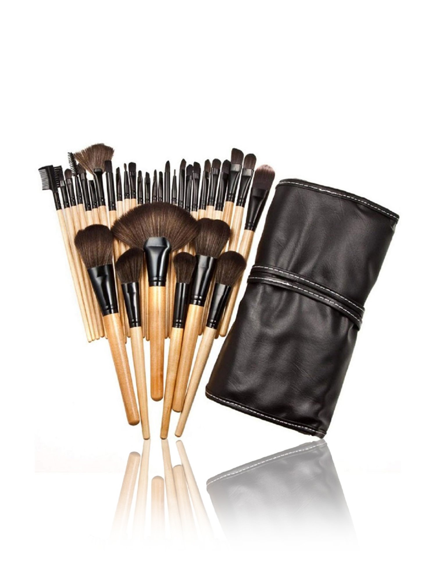 Bronson Professional Makeup Brush Set with Luxury Faux Leather Case - Set of 32