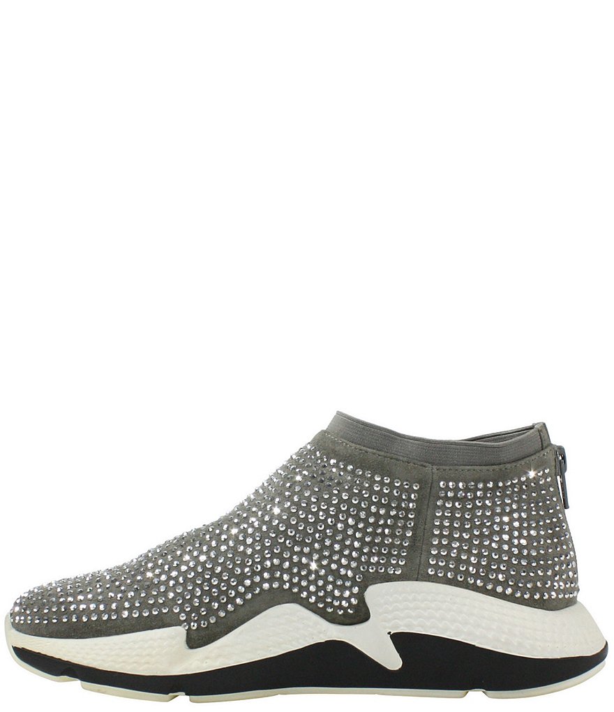 L'Amour Des Pieds Helana Rhinestone Suede Back Zip Wedge Sneakers